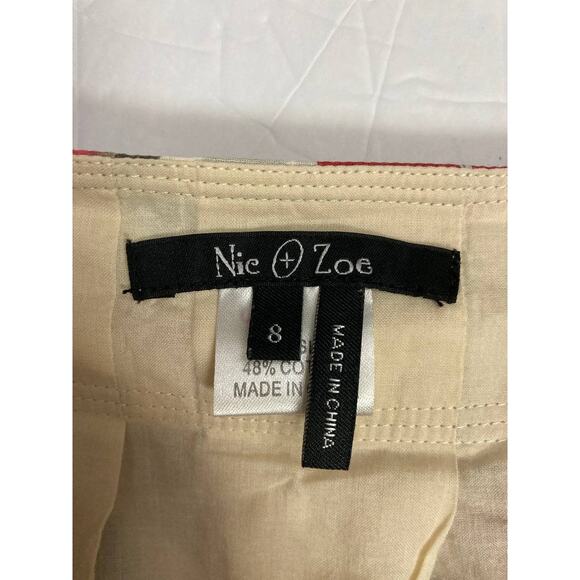NIC + ZOE Skirt Silk Midi Aline Pleated Flared Lined Side Zipper Red Medium 8 - Picture 7 of 9